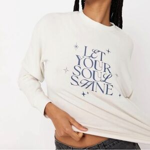 Spiritual Gangster Cream Crewneck with Blue Text